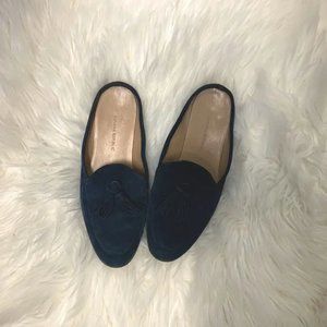 Banana Republic Navy Blue Suede Demi Slide Loafer Mule Flats